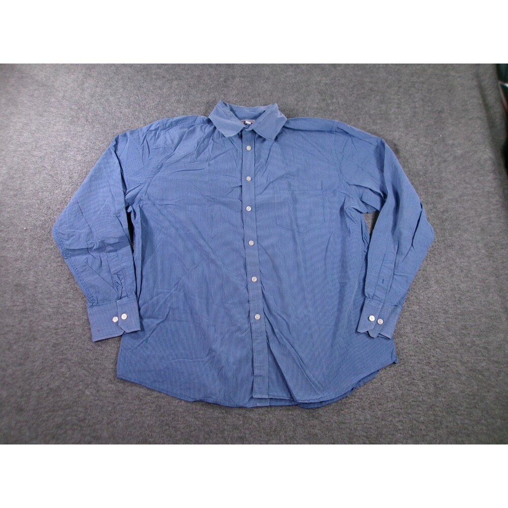 Merona Shirt Men Large Blue Striped Button Up Classic Casual Preppy Office